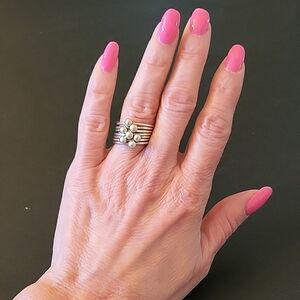 Silver 925 "Lucky 7" Stacked Rings - Elegant Jewelry Set! Size 7